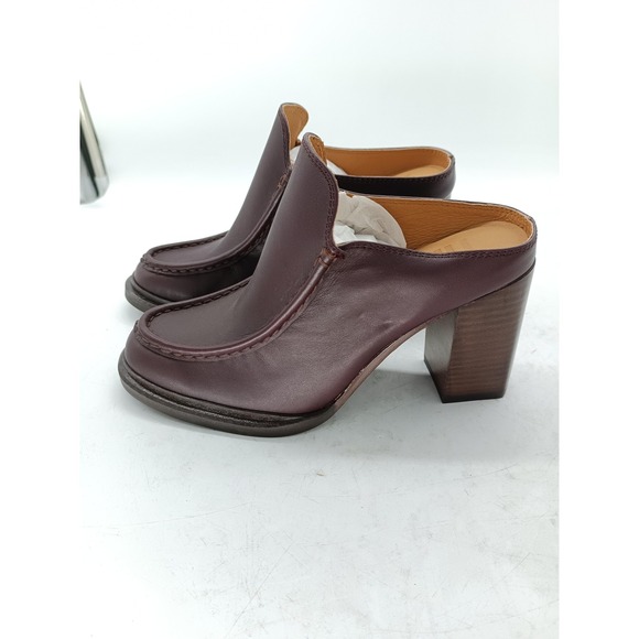 Frye Alex Loafer Mule Shoes Womens Size 6 Red Leather Block Heel Slip On #68
